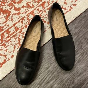 BIRDIES Black Leather Round THE STARLING Flats 9.5